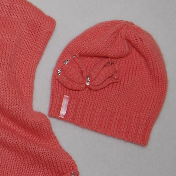 DownEast Basics, Toddler (3T-4T) Knit Hat & Scarf, Peachy Pink - Picture 4 of 5